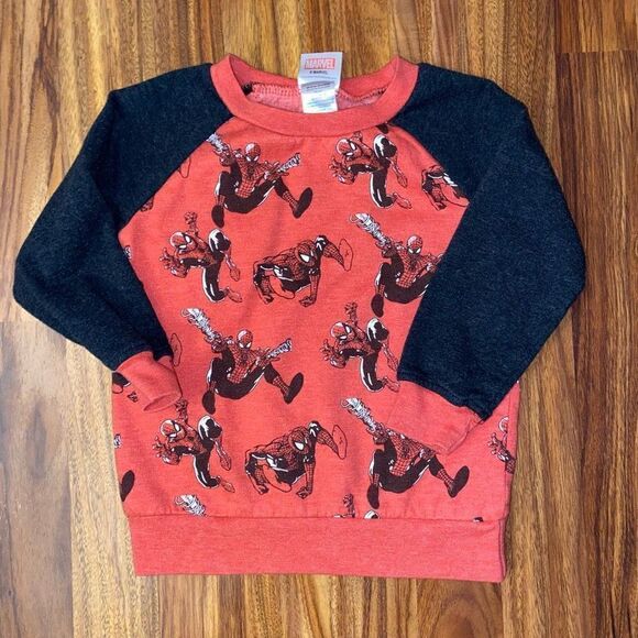 5 for $25 Marvel Comics Spiderman Fleece Crew Neck Sweatshirt Toddler Size 2T - Picture 1 of 4